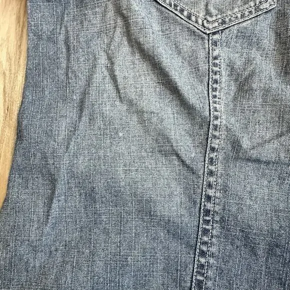 Harley Davidson Shirt Adult M Blue Denim Pearl Snap Rodeo Western Biker Womens - Picture 7 of 7